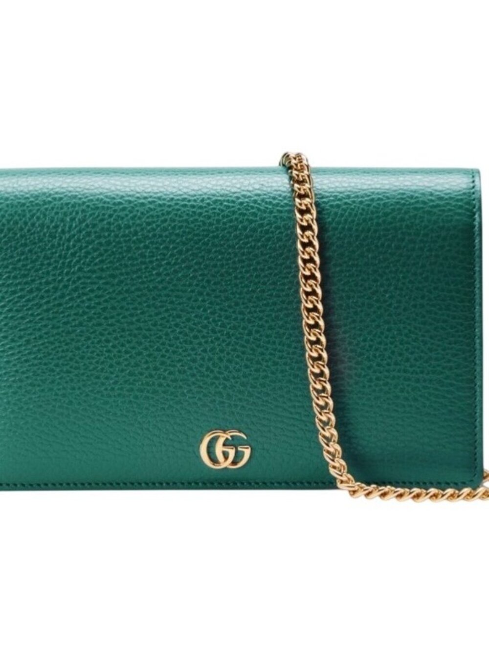 Gucci GG Marmont Dollar Calfskin Wallet On Chain Bag Emerald Green 497985